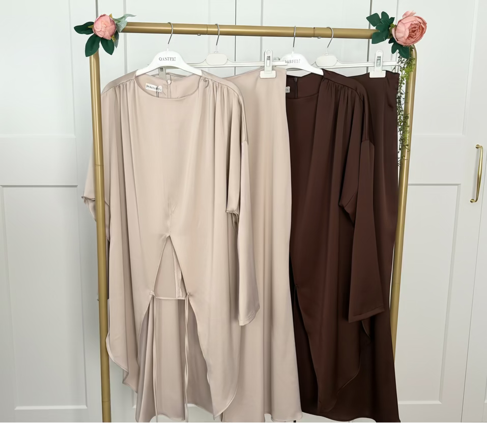 Ayla Wrap Set - Satin Zweiteiler in Wickeloptik