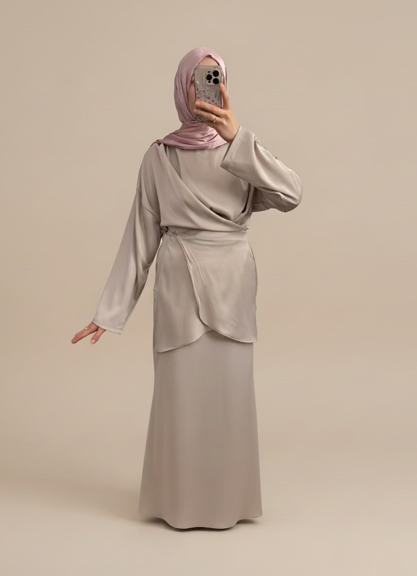 Ayla Wrap Set - Satin Zweiteiler in Wickeloptik